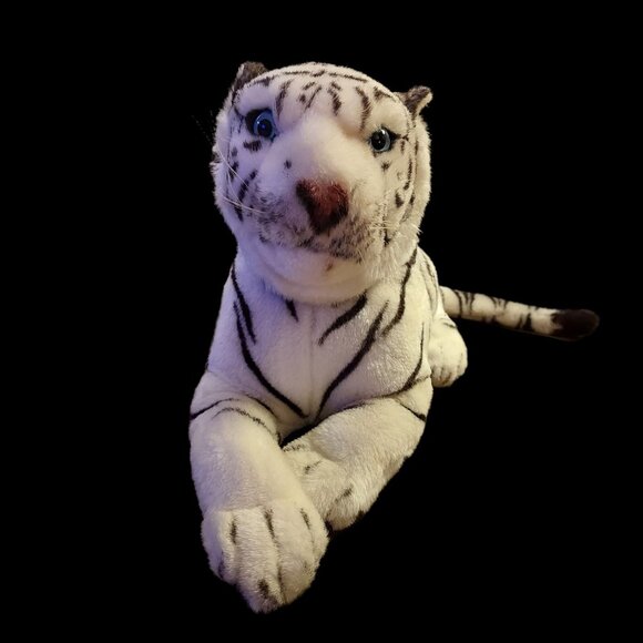 Plush White Tiger Cub Bengal Shalom Toy Co 14" Jungle Realistic Stuffed Animal - Picture 4 of 16